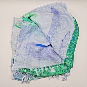 APT 9 Blue & Green Scarf RN#115485 Boho Artsy Colorful Pattern Accessory